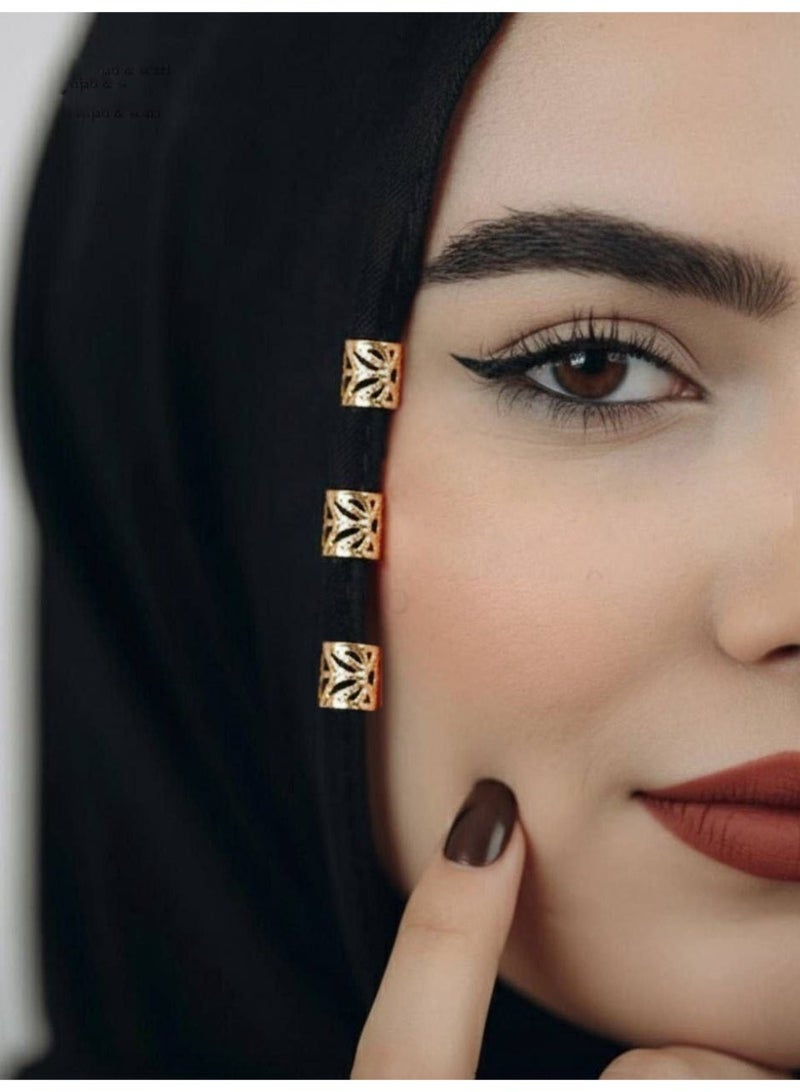 30 pieces of gold hair and hijab accessory rings for parties and special occasions - Image 1